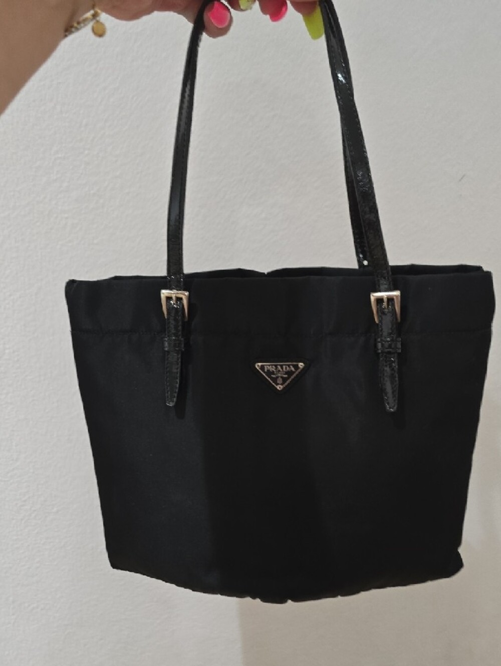Prada Black Nylon Tote with Patent Leather Straps Authentic - Picture 7 of 7